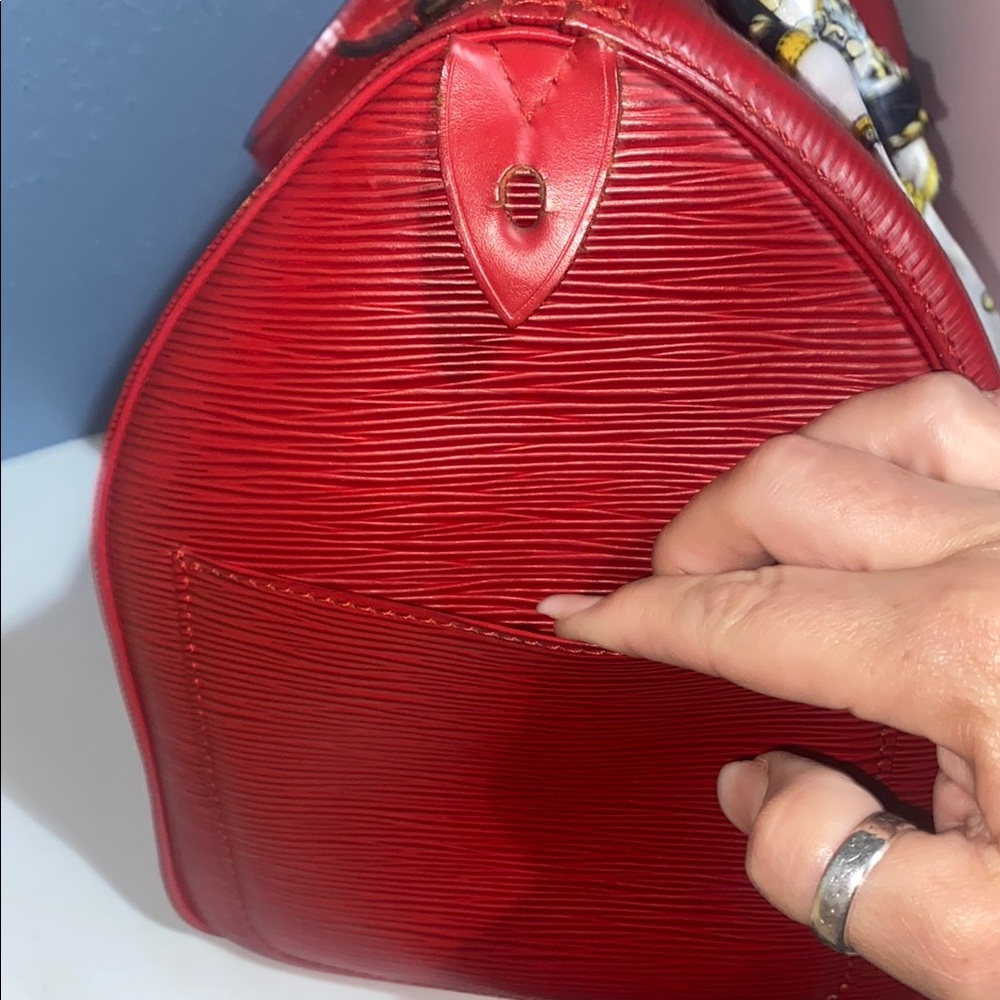 Louis Vuitton Red bag with Sleek Design  large speedy Authentic W/Dust Bag - Picture 7 of 8